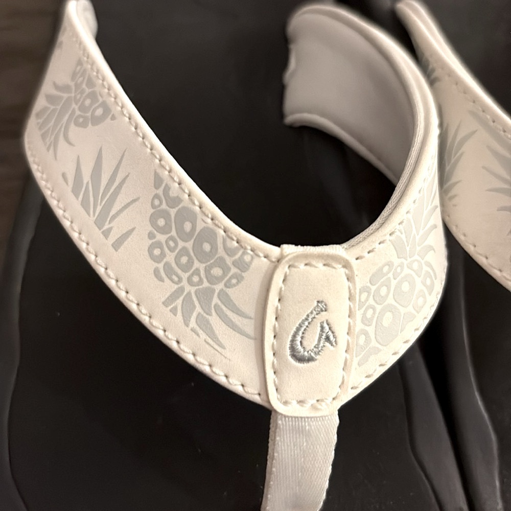 NWT [OluKai] Ohana Bight White/Hua Slip-On Flip Flop Thong Sandals Women’s 5.0 - Picture 11 of 16